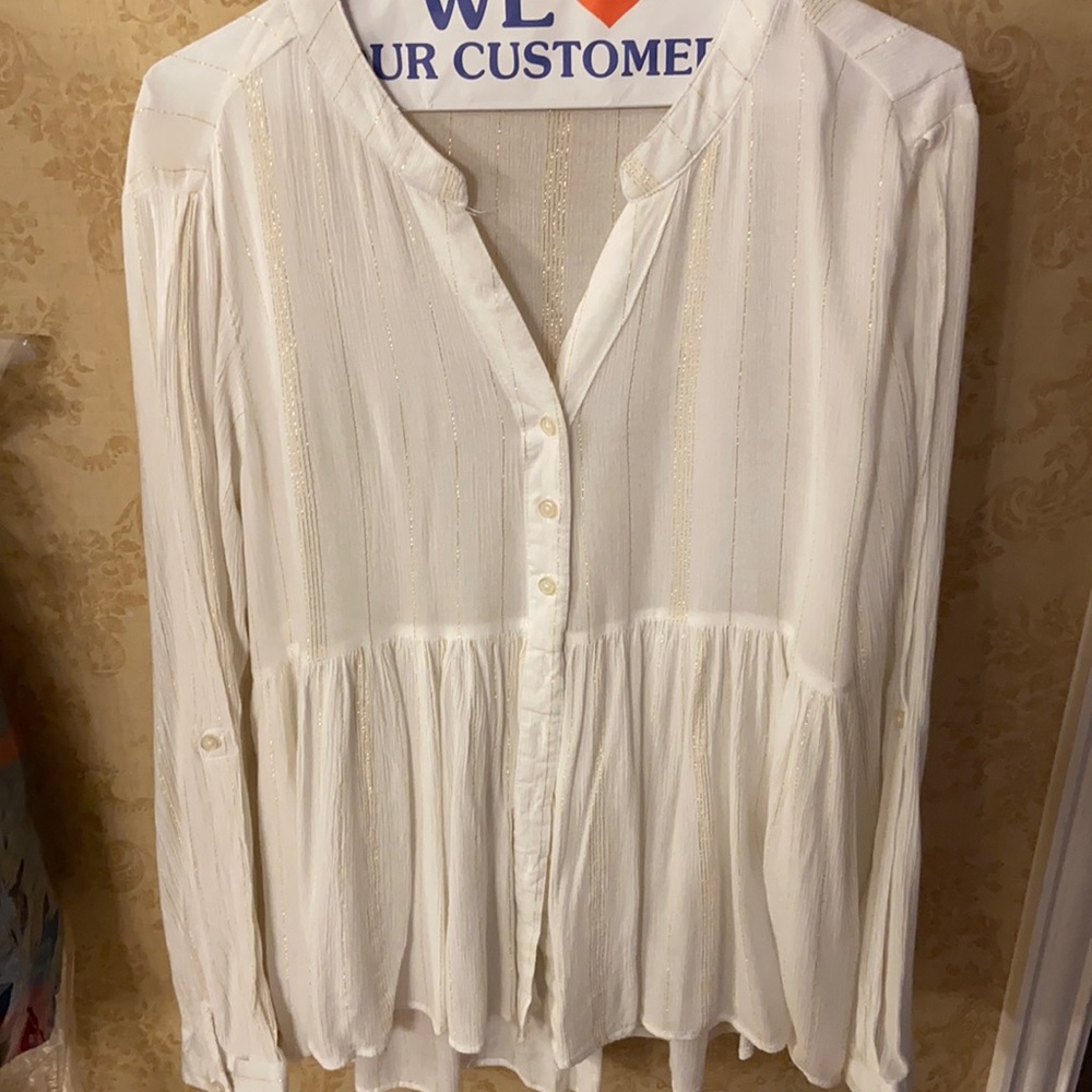 VGUC Thread & Supply gold stripe tunic blouse